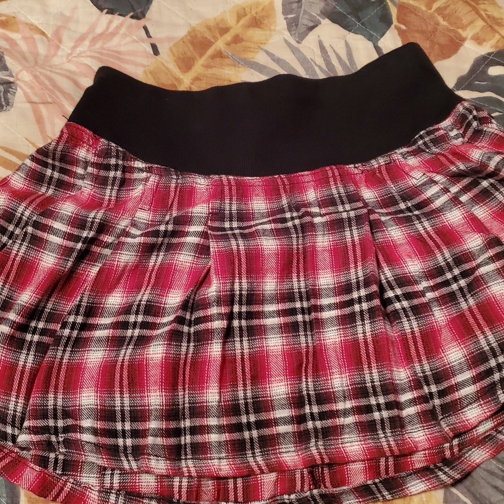 Red plaid skirt